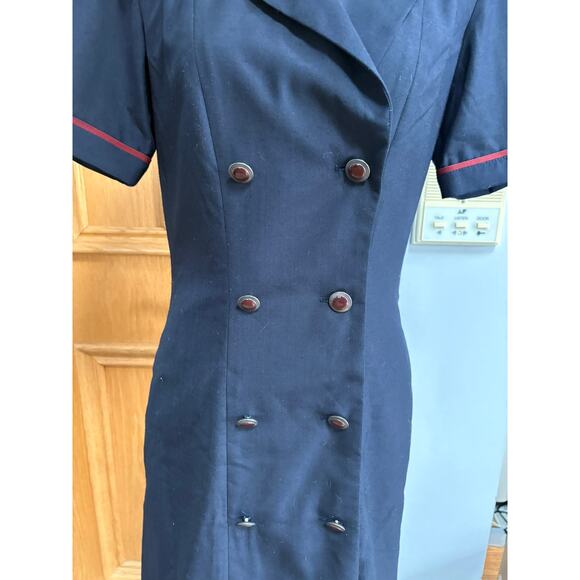 Vintage United Continental Airlines Stewardess Uniform Dress Navy 4T 1980s–90s - Picture 4 of 8